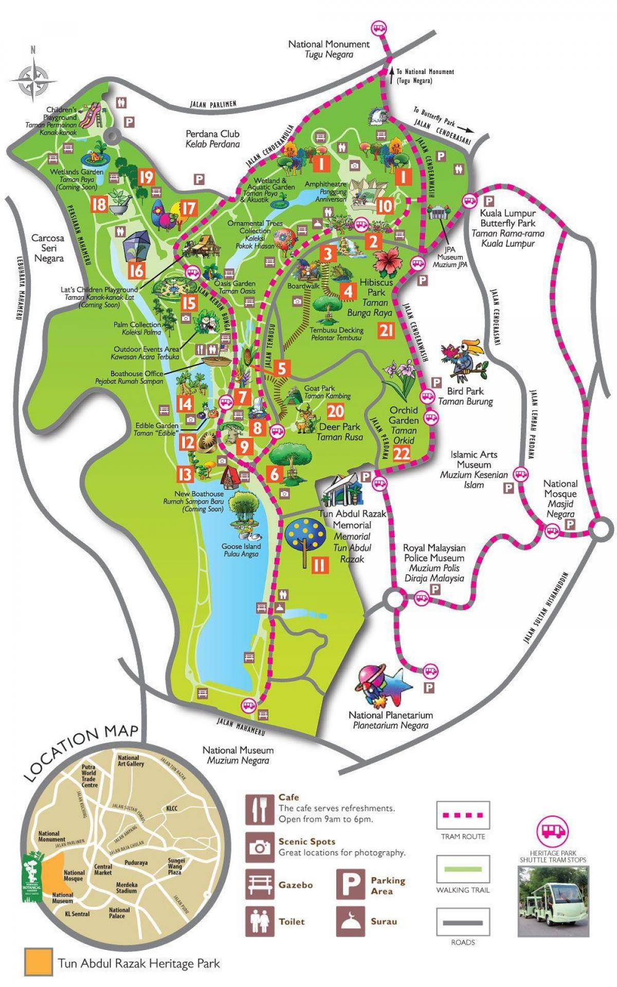 Kart av perdana botaniske hage