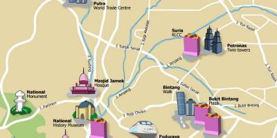 Kuala lumpur turiststeder kart